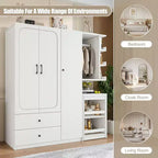 Armadio multifunzione in legno Phyllis con scrivania convertibile