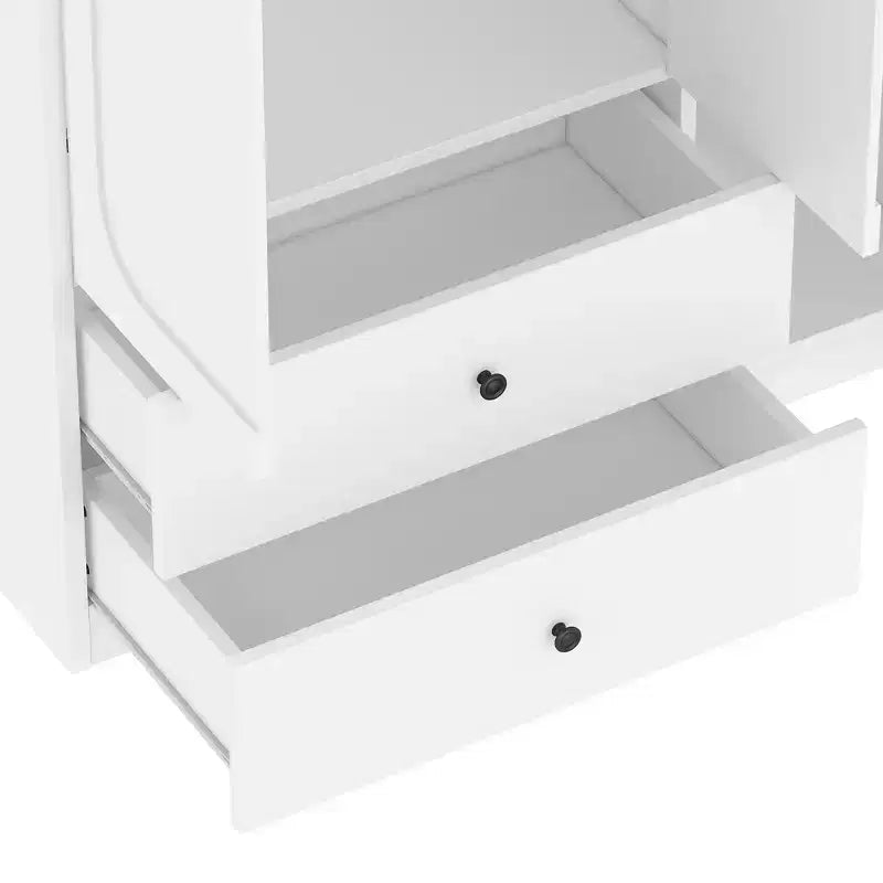 Armadio multifunzione in legno Phyllis con scrivania convertibile