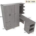 Armadio multifunzione in legno Phyllis con scrivania convertibile