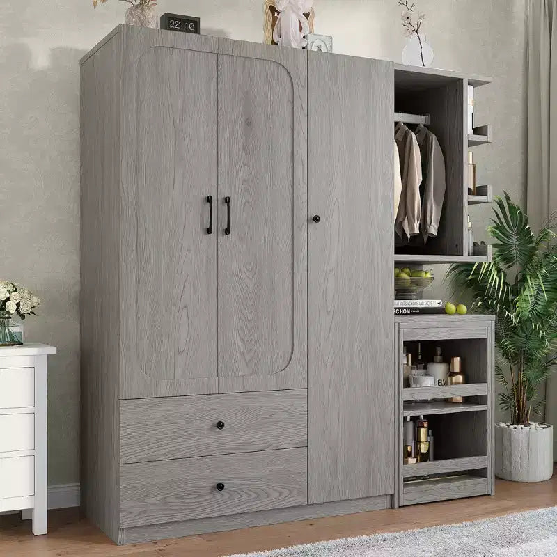 Armadio multifunzione in legno Phyllis con scrivania convertibile