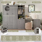 Armadio multifunzione in legno Phyllis con scrivania convertibile