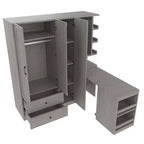 Armadio multifunzione in legno Phyllis con scrivania convertibile