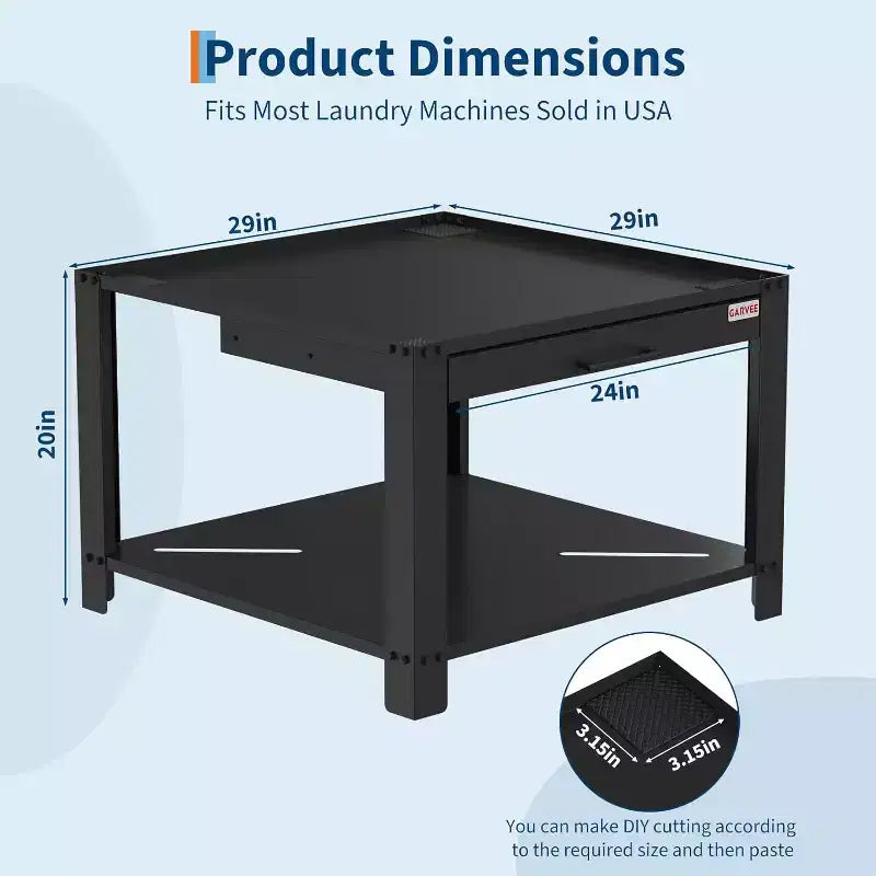 Piedistalli per lavatrice e asciugatrice ampi 29" con cestello, piedistallo per bucato alto 20" con piedini anti-vibrazione regolabili, capacità 800 libbre, nero