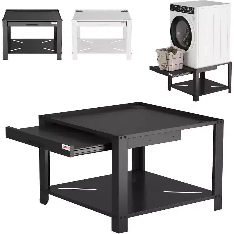 Piedistalli per lavatrice e asciugatrice ampi 29" con cestello, piedistallo per bucato alto 20" con piedini anti-vibrazione regolabili, capacità 800 libbre, nero