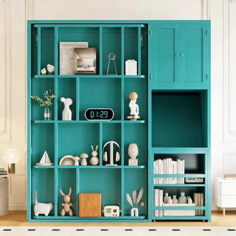 Letto a scomparsa singolo con scrivania, armadietto e libreria
