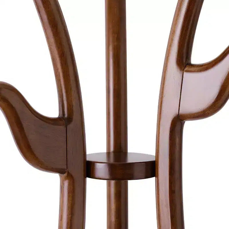 Appendiabiti creativo a forma di S, autoportante, in legno massello, con 6 ganci e base rotonda robusta
