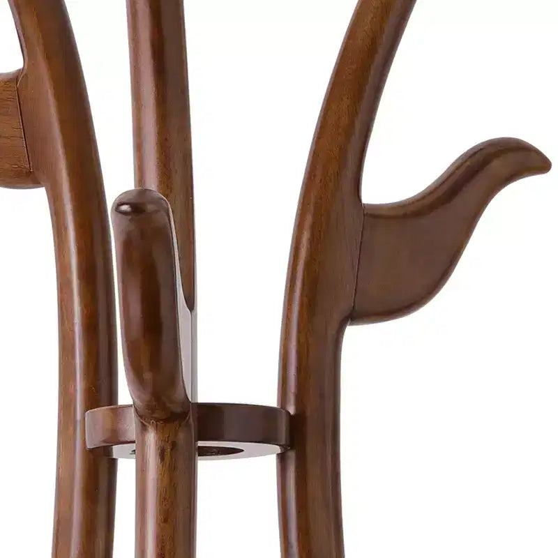 Appendiabiti creativo a forma di S, autoportante, in legno massello, con 6 ganci e base rotonda robusta