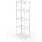 Scaffale sottile a 5 ripiani in metallo, scaffale autoportante regolabile con piedini di livellamento per dispensa, cucina, lavanderia, bianco 13,78P x 17,72L x 55,12A