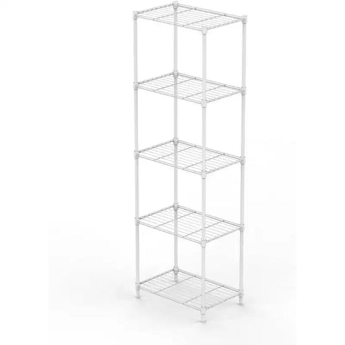 Scaffale sottile a 5 ripiani in metallo, scaffale autoportante regolabile con piedini di livellamento per dispensa, cucina, lavanderia, bianco 13,78P x 17,72L x 55,12A