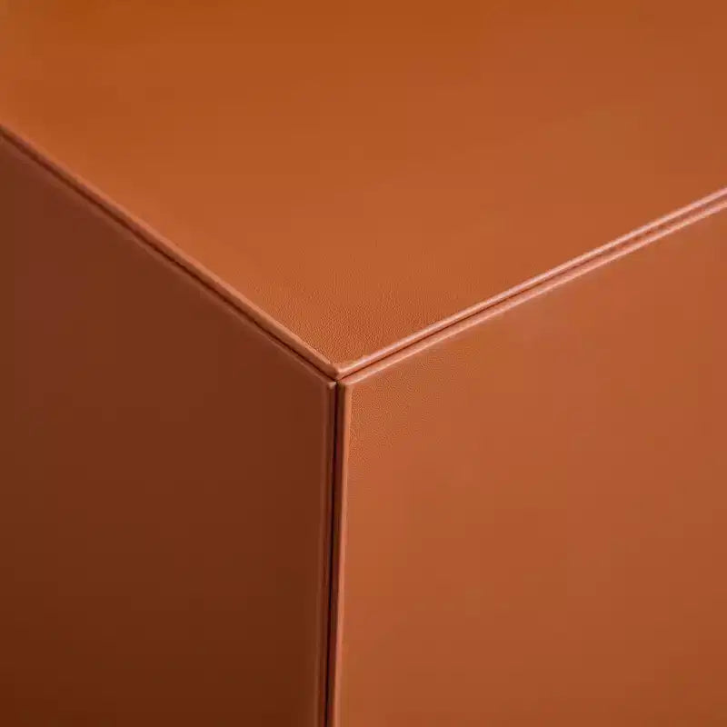Tavolino rettangolare moderno in pelle e legno "Saddle"