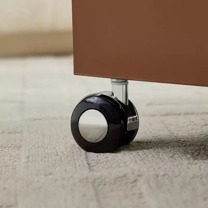 Tavolino rettangolare moderno in pelle e legno "Saddle"