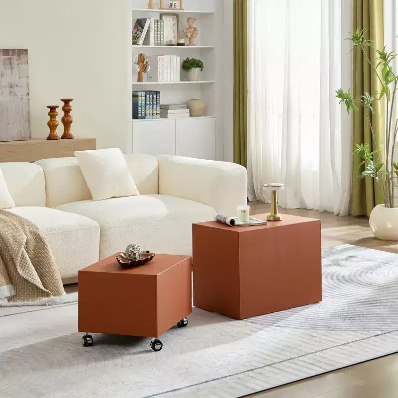 Tavolino rettangolare moderno in pelle e legno "Saddle"