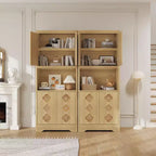Mobile dispensa da cucina, armadio contenitore alto 182 cm con piano di lavoro, credenza indipendente in legno con anta intagliata e maniglia in cristallo, per sala da pranzo