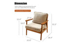 Poltrona di design moderno con struttura in legno massello e cuscino in tessuto felpato, seduta versatile per soggiorno, camera da letto