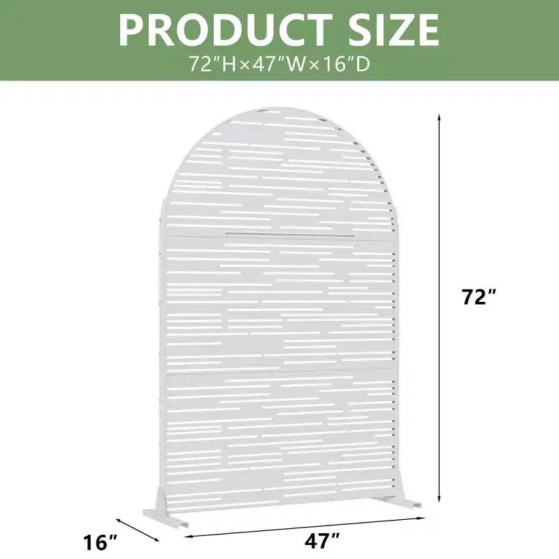 Paravento per esterni ad arco in metallo 72H x 47W Pannelli di recinzione autoportanti in bianco/marrone per giardino, patio, terrazza, cortile
