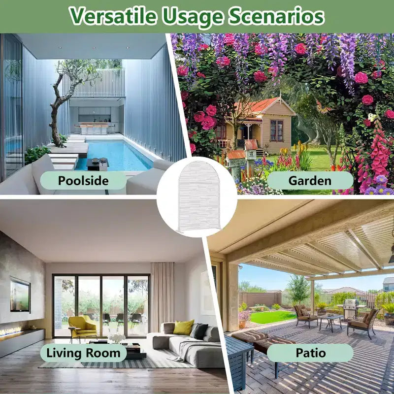 Paravento per esterni ad arco in metallo 72H x 47W Pannelli di recinzione autoportanti in bianco/marrone per giardino, patio, terrazza, cortile