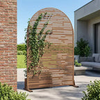 Paravento per esterni ad arco in metallo 72H x 47W Pannelli di recinzione autoportanti in bianco/marrone per giardino, patio, terrazza, cortile