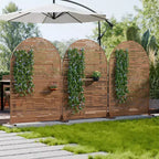 Paravento per esterni ad arco in metallo 72H x 47W Pannelli di recinzione autoportanti in bianco/marrone per giardino, patio, terrazza, cortile