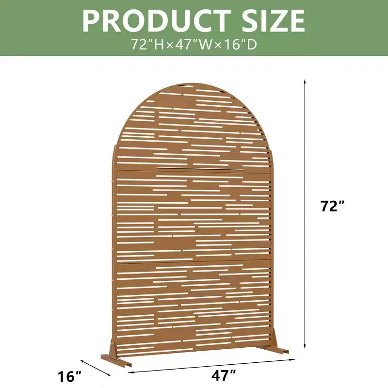 Paravento per esterni ad arco in metallo 72H x 47W Pannelli di recinzione autoportanti in bianco/marrone per giardino, patio, terrazza, cortile