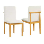 Sedie da pranzo moderne imbottite color crema (set da 2): tessuto in poliestere, telaio in compensato, pulire a chiazze