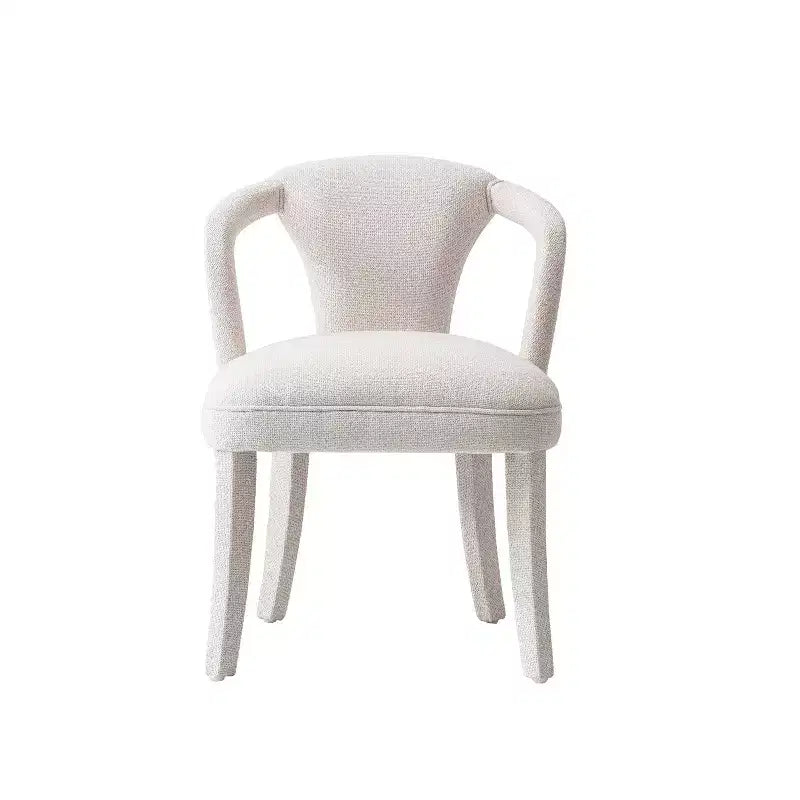 Sedia da pranzo imbottita con braccioli Palmer Modern Tweed, avorio