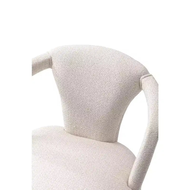 Sedia da pranzo imbottita con braccioli Palmer Modern Tweed, avorio