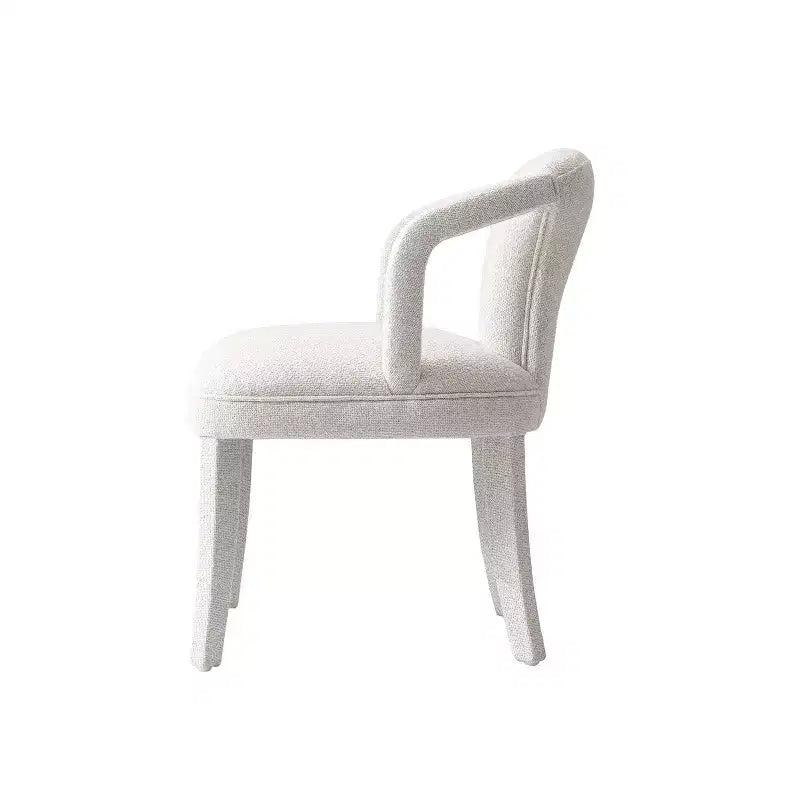Sedia da pranzo imbottita con braccioli Palmer Modern Tweed, avorio