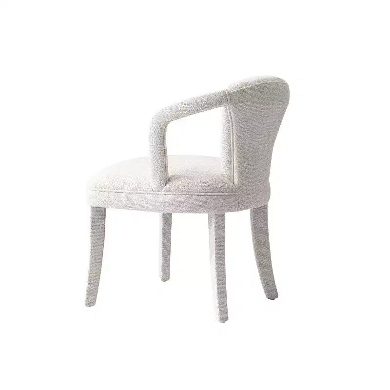 Sedia da pranzo imbottita con braccioli Palmer Modern Tweed, avorio