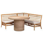 bali & pari 4pc Adalina Rattan Dining Nook Set: Plush Cushions, Round Table, No Assembly Required