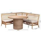 Set Adalina Rattan Angolare da Pranzo (4 Pezzi): Cuscini Morbidi, Tavolo Rotondo, Nessun Montaggio Richiesto