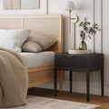 Comodino scanalato Jasper Wood nero