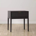 Comodino scanalato Jasper Wood nero