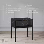 Comodino scanalato Jasper Wood nero
