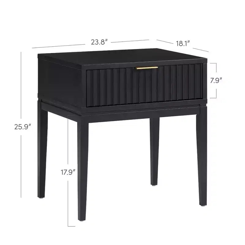 Comodino scanalato Jasper Wood nero
