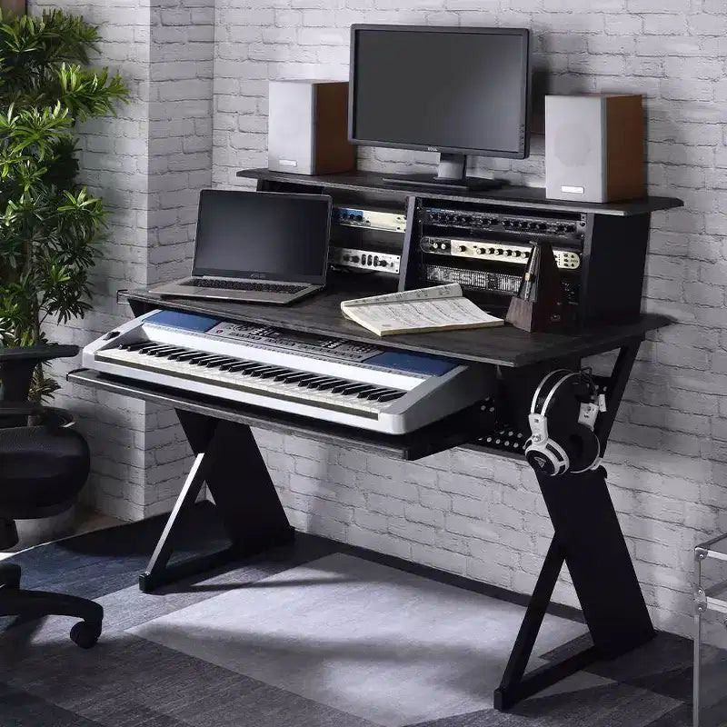 Humanity 47" Libreria Decorativa Nera - Acme Furniture: Struttura in Metallo, Superficie in Composito di Legno, Ripiano Aperto