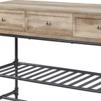 Tavolini d'appoggio Brantley 47" Quercia e Nero Sabbia - Acme Furniture: 3 cassetti, struttura in metallo, piano in composito di legno