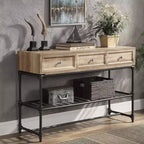 Tavolini d'appoggio Brantley 47" Quercia e Nero Sabbia - Acme Furniture: 3 cassetti, struttura in metallo, piano in composito di legno