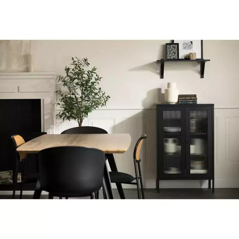 Armadietto contenitore decorativo largo 21,5" nero: struttura in metallo, 3 ripiani, richiede montaggio da adulto