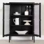 Armadietto contenitore decorativo largo 21,5" nero: struttura in metallo, 3 ripiani, richiede montaggio da adulto