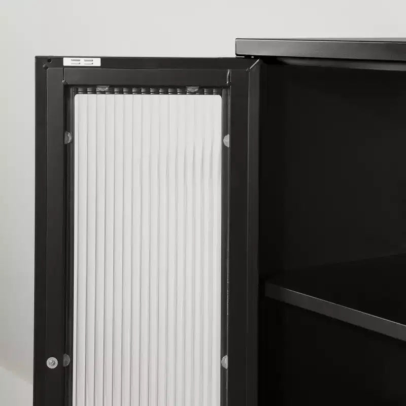 Armadietto contenitore decorativo largo 21,5" nero: struttura in metallo, 3 ripiani, richiede montaggio da adulto