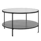 RealRooms Vance Round Coffee Table, Black Oak