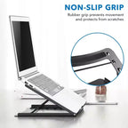 Supporto per laptop da scrivania Mount-It! Regolabile in altezza | Supporto rialzato per laptop in acciaio massiccio | 5 altezze regolabili | Posiziona correttamente testa, collo, schiena e polsi
