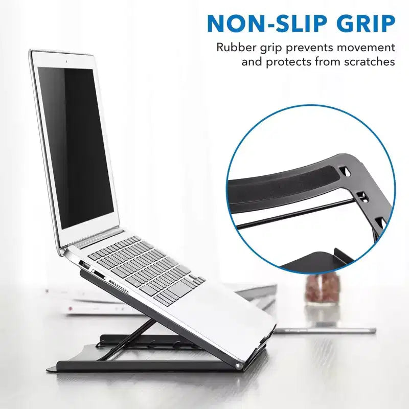 Supporto per laptop da scrivania Mount-It! Regolabile in altezza | Supporto rialzato per laptop in acciaio massiccio | 5 altezze regolabili | Posiziona correttamente testa, collo, schiena e polsi
