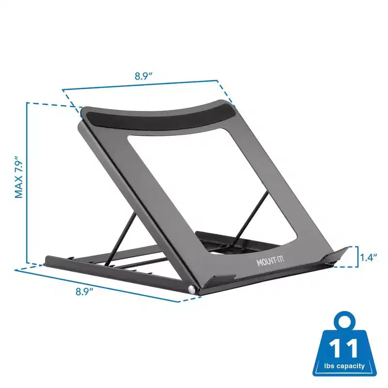 Supporto per laptop da scrivania Mount-It! Regolabile in altezza | Supporto rialzato per laptop in acciaio massiccio | 5 altezze regolabili | Posiziona correttamente testa, collo, schiena e polsi