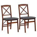 Costway 2 Pack Folding Dining Chairs Foldable Chairs with PVC Padded Seat & High Backrest