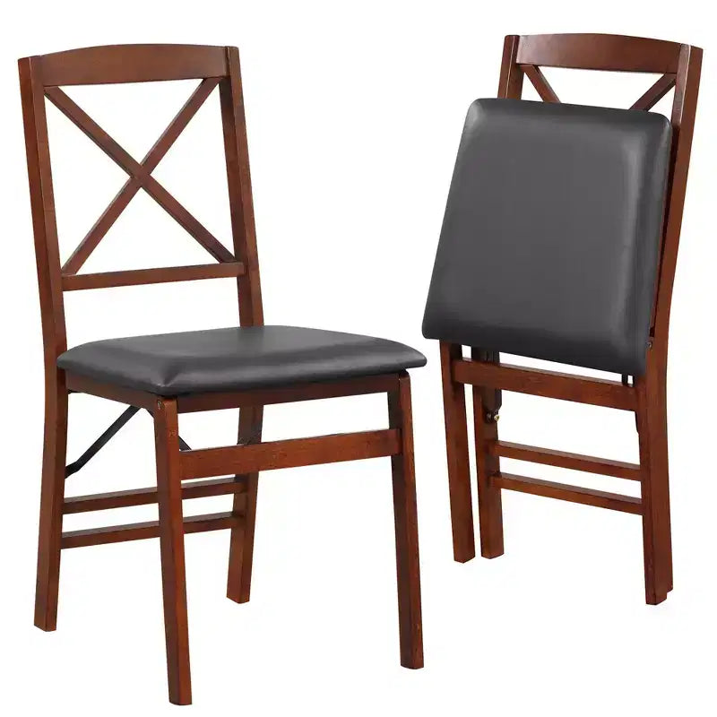 Costway Set di 2 Sedie da Pranzo Pieghevoli con Seduta Imbottita in PVC e Schienale Alto