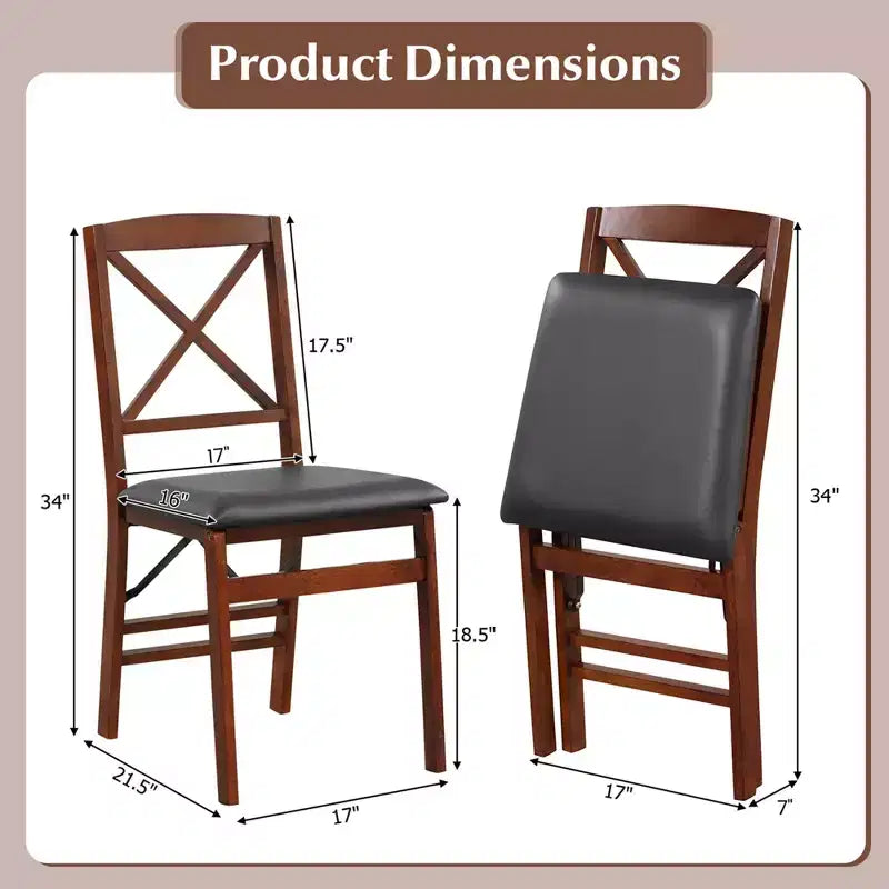 Costway Set di 2 Sedie da Pranzo Pieghevoli con Seduta Imbottita in PVC e Schienale Alto