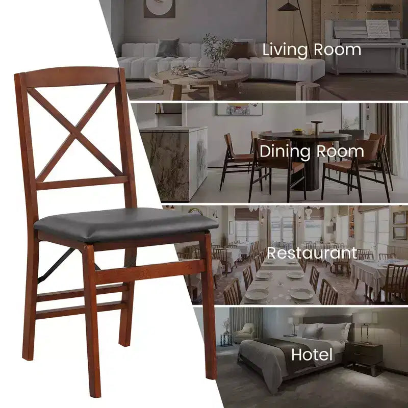 Costway Set di 2 Sedie da Pranzo Pieghevoli con Seduta Imbottita in PVC e Schienale Alto