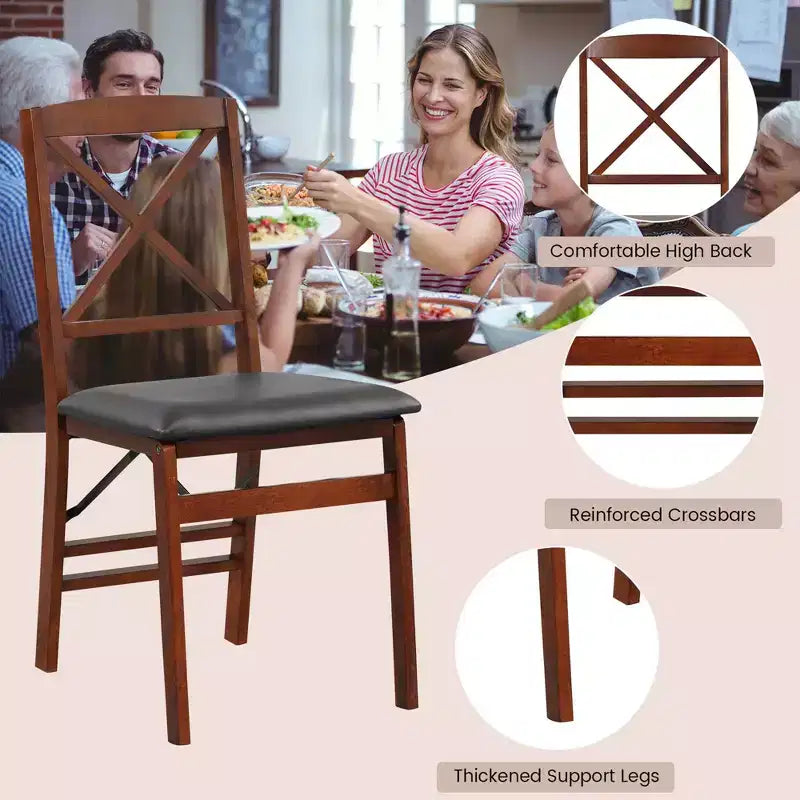 Costway Set di 2 Sedie da Pranzo Pieghevoli con Seduta Imbottita in PVC e Schienale Alto