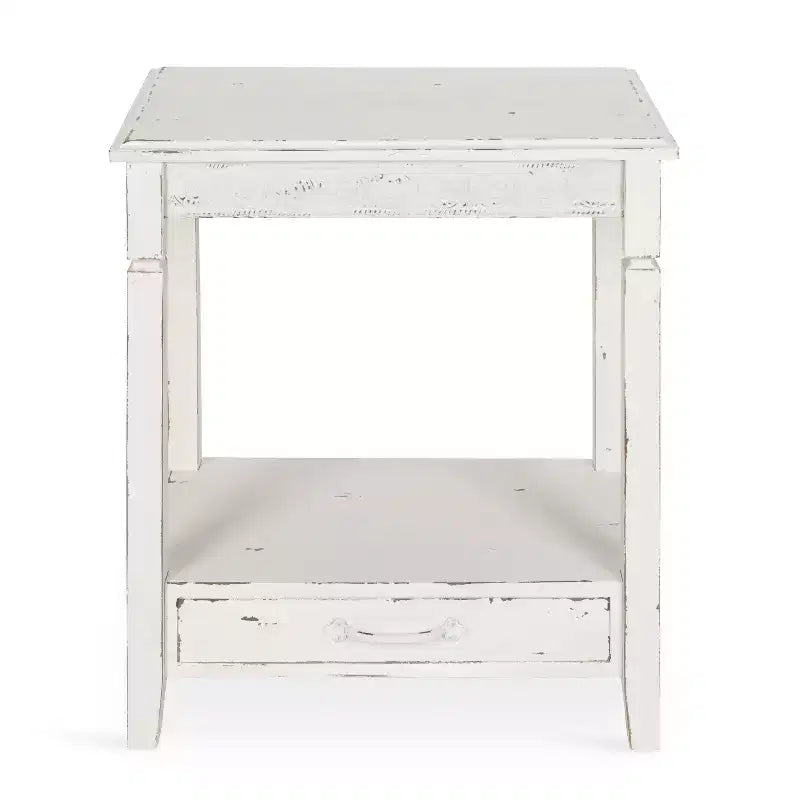 Tavolino laterale rettangolare in legno Kate and Laurel Idabelle, 13,5x22x27,75, Bianco